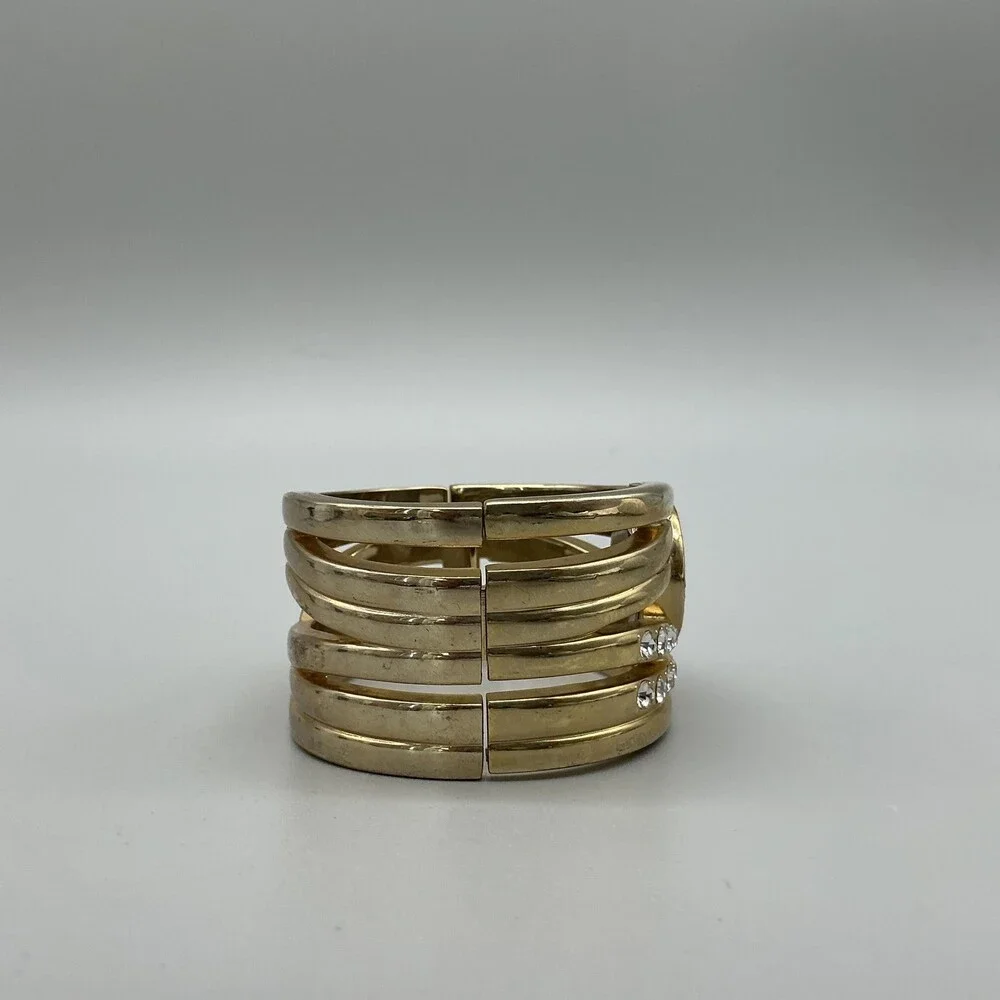 Gruen Womens Watch 35mm White Dial Gold Tone Crystal Cuff Bracelet New Battery